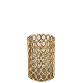 J-Line theelichthouder Rond Ringen - aluminium - goud - large