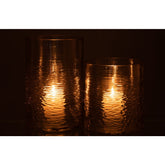 J-Line windlicht Zee - kaarshouder - glas - grijs - large