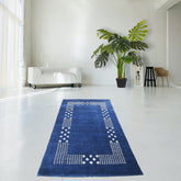 Blauw Gabbeh vloerkleed - 147x90 cm - HANDGEMAAKT