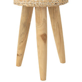 J-Line kruk Rond - hout/waterhyacint - naturel