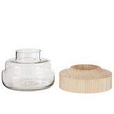 J-Line vaas Breed Laag - hout/glas - lichtbruin - 17.50 cm hoog
