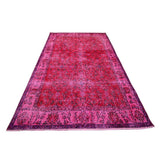 Roze-rood vintage vloerkleed - 208x115 cm - HANDGEMAAKT