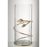 J-Line Vaas Blad Wijd Glas/Ijzer Transparant/Goud