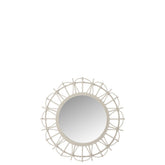 J-line spiegel Rond - bamboe/jute - lichtgrijs