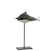 J-Line Vis Op Voet Glas/Ijzer Grijs/Zwart Large