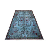 Blauw vintage vloerkleed - 197x110 cm - HANDGEMAAKT