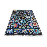 Zwart Azeri vloerkleed - 93x65 cm - HANDGEMAAKT