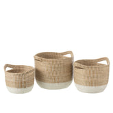 J-Line manden - rond/zeegras - naturel/wit