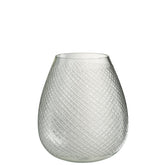 J-Line vaas Geruit - glas - transparant - large