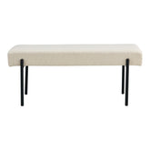 Swindon Bench - Bank in bouclé, wit met zwarte poten, 100x36x42,5 cm, HN1232