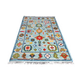 Blauw Azeri vloerkleed - 95x65 cm - HANDGEMAAKT