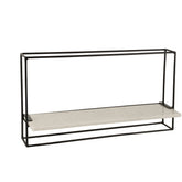 J-Line Muurrek 1Plank Ijzer/Marmer Zwart/Wit Large
