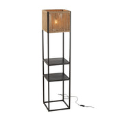 J-Line Lamp Vierkant Ijzer/Jute Naturel/Zwart