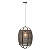 J-Line Hanglamp Ion Linnen/Bamboe Zwart Small