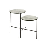 J-Line bijzettafel 2 niveaus Rond - glas/ijzer - transparant/zwart