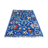 Blauw Azeri vloerkleed - 92x66 cm - HANDGEMAAKT