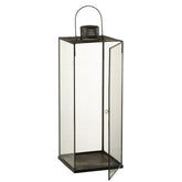 J-Line lantaarn Hoog - glas/metaal - zwart