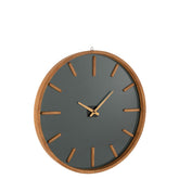 J-Line Rond klok - hout/ glas - bruin/ zwart - Ø 80 cm