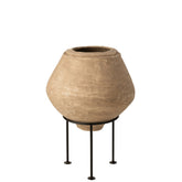J-Line Pot Op Voet Chad Papier Mache Bruin