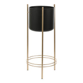 Sverre Bloempot op Standaard - H66 x Ø27 cm - Zwart, Goud