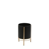 Sverre Bloempot op Standaard - H28 x Ø19 cm - Zwart, Goud