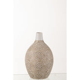 J-Line Vaas Wabi Rond Porselein Beige/Wit
