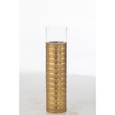 J-Line Kaarshouder Zuil Metaal/Glas Goud Small