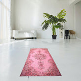 Roze vintage vloerkleed - 208x117 cm - HANDGEMAAKT