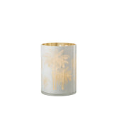 J-Line windlicht Palmbomen - glas - blauw/goud - extra large