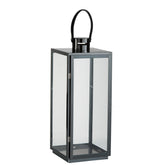 J-Line Lantaarn Vierkant Metaal/Glas Zwart
