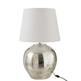 J-Line Lampvoet Arya - metaal/textiel - zilver/wit