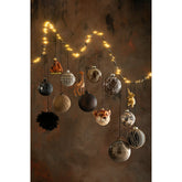 J-Line Doos Van 6 Kerstballen Giraf Glas Bruin Mix