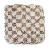 Geruit vloerkussen - Beige en wit