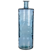 Guan Fles Vaas - H75 x Ø25 cm - Gerecycled Glas - Blauw