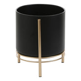 Sverre Bloempot op Standaard - H29 x Ø25 cm - Zwart, Goud