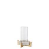 J-Line windlicht Voet - marmer/metaal - grijs/champagne - small