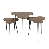 J-Line bijzettafel - marmer/Mmetaal - bruin/zwart - 3 stuks