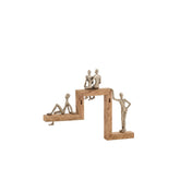 J-Line Figuren 4 Relax Trap Aluminium/Mango Hout Zilver/Naturel