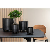 J-Line Bloempot Smoke Keramiek Grijs/Zwart Extra Large
