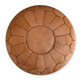 Leren poef - naturel bruin (XL)