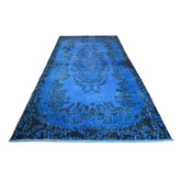 Blauw vintage vloerkleed - 200x105 cm - HANDGEMAAKT