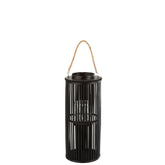 J-Line lantaarn Tube - bamboe - zwart - small