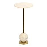 Salo Bijzettafel - Bijzettafel in messing en marmer Ø25x54 cm