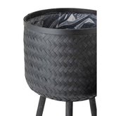 J-Line Bloempot bamboe - jute - zwart - Ø 37 cm
