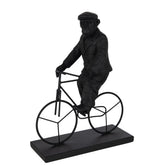 J-Line figuur Aap Fiets - polyresin - zwart - large