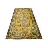 Geel vintage vloerkleed - 213x111 cm - HANDGEMAAKT