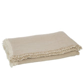 J-Line Plaid franjes - katoen - donkerbeige