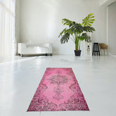 Roze vintage vloerkleed - 206x115 cm - HANDGEMAAKT