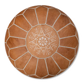 Leren poef - naturel bruin (XL)