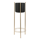 Sverre Bloempot op Standaard - H81 x Ø27 cm - Zwart, Goud